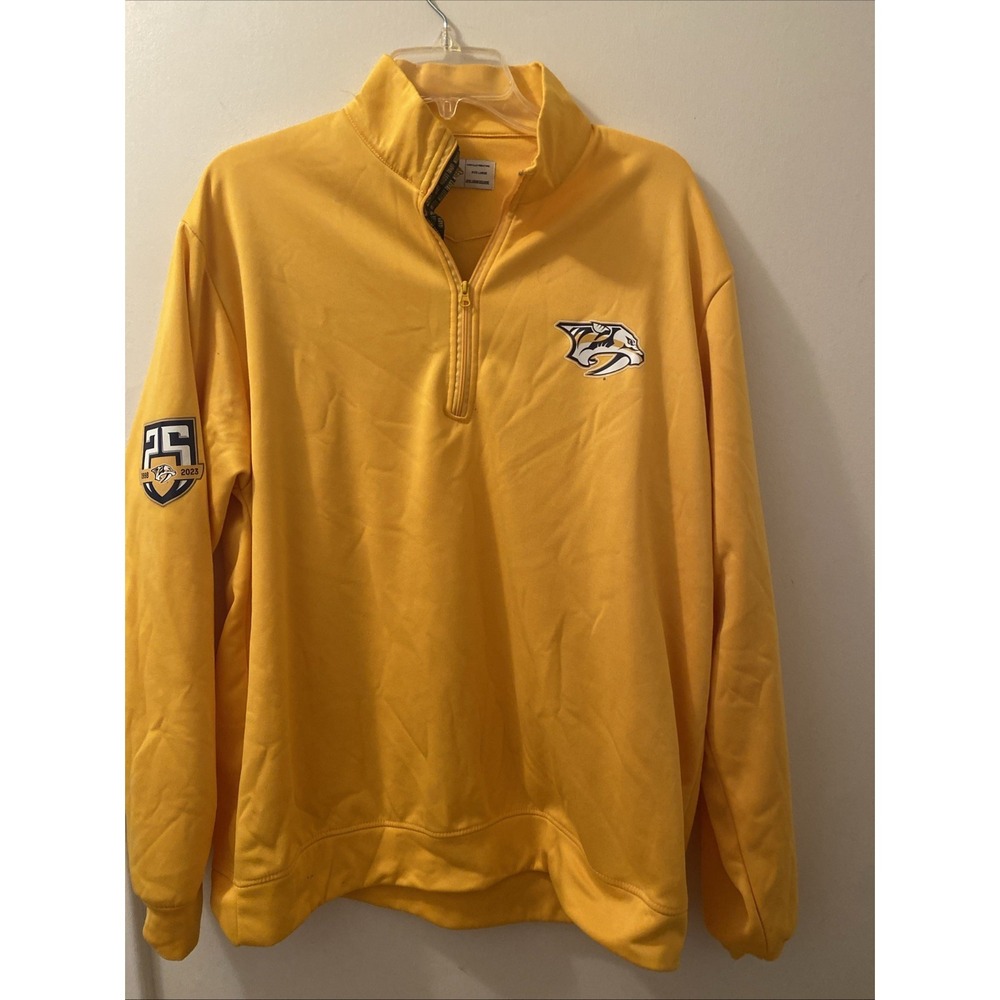 Nashville‎ Predators Pullover Mens XL Yellow NHL Hockey Quarter Zip Loyal Legion